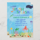 Onder het Zee Birthday Bash Party Invitation Kaart (Voorkant / Achterkant)