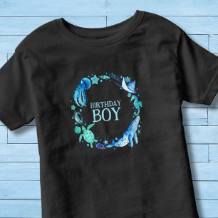Onder het Zee Birthday Boy Waterverf Ocean Animal Kinder Shirts