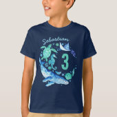 Onder het Zee Birthday Boy Waterverf Ocean Animal T-shirt (Voorkant)