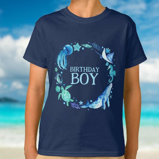 Onder het Zee Birthday Boy Waterverf Ocean T-shirt
