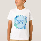 Onder het Zee Birthday Boy Waterverf Whale T-shirt (Voorkant)