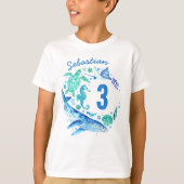 Onder het Zee Birthday Boy Waterverf Whale T-shirt (Voorkant)
