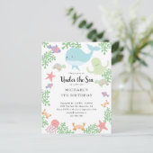 Onder het Zee "Birthday Cute Pastel Ocean Whale In Briefkaart (Staand voorkant)