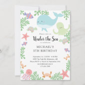 Onder het Zee "Birthday Cute Pastel Ocean Whale" Kaart (Voorkant)