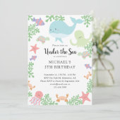 Onder het Zee "Birthday Cute Pastel Ocean Whale" Kaart (Staand voorkant)