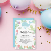 Onder het Zee "Birthday Cute Pastel Ocean Whale" Kaart