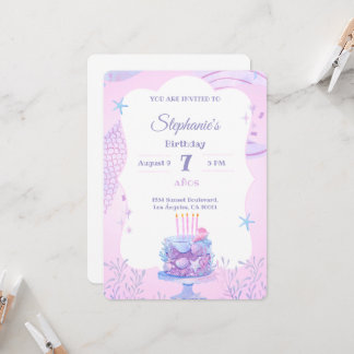 Onder het Zee Birthday Girl's 7th Ocean Theme Kaart