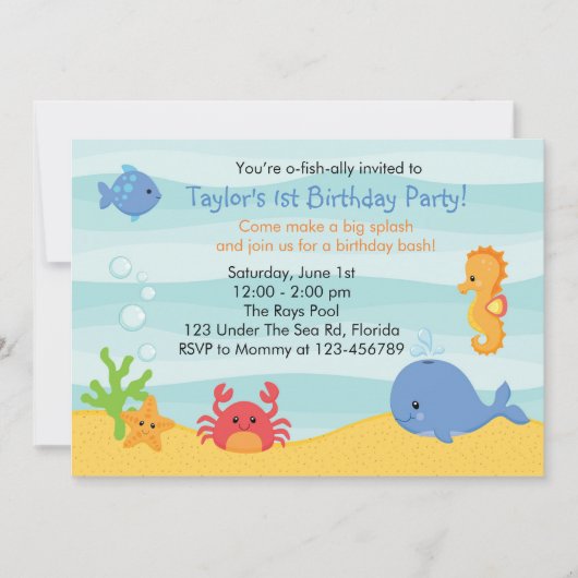 Onder het Zee Birthday Invitation (Boys) Kaart (Voorkant)