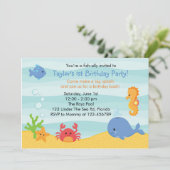 Onder het Zee Birthday Invitation (Boys) Kaart (Staand voorkant)