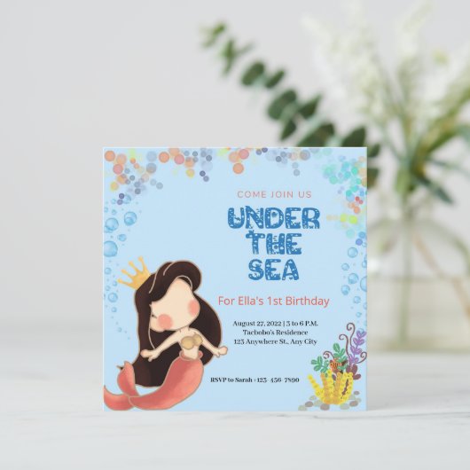 Onder het Zee Birthday Invitation Kaart (Staand voorkant)