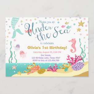 Onder het Zee Birthday Invitation Mermaid Paars Kaart