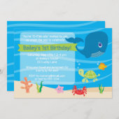 Onder het Zee Birthday Invitation Whale Kaart (Voorkant / Achterkant)