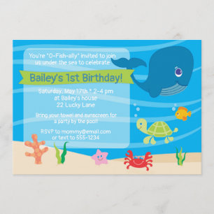 Onder het Zee Birthday Invitation Whale Kaart