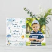 Onder het Zee Birthday Invitation with Photo Kaart (Staand voorkant)