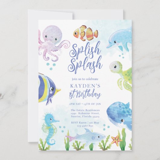 Onder het Zee Birthday Kaart (Voorkant)