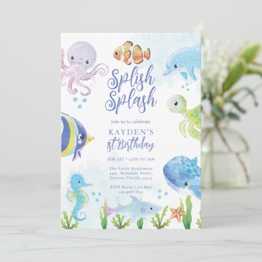 Onder het Zee Birthday Kaart (Staand voorkant)