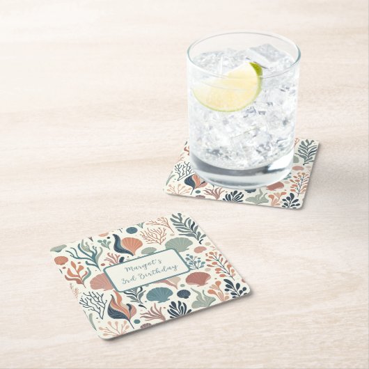 Onder het Zee Birthday, Ocean Whispers Custom Kartonnen Onderzetters (Insitu)