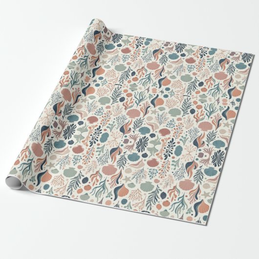 Onder het Zee Birthday, Ocean Whispers Pattern Cadeaupapier (Uitgerold)