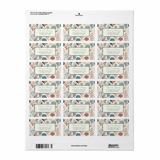 Onder het Zee Birthday, Ocean Whispers Pattern Etiket (Full Sheet)