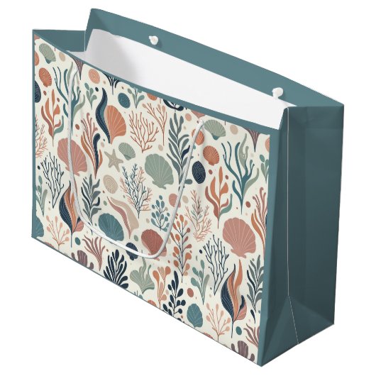 Onder het Zee Birthday, Ocean Whispers Pattern Groot Cadeauzakje (Voorkant Gekanteld)