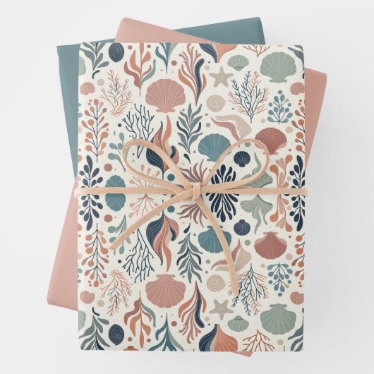 Onder het Zee Birthday, Ocean Whispers Pattern Inpakpapier Vel (In situ)