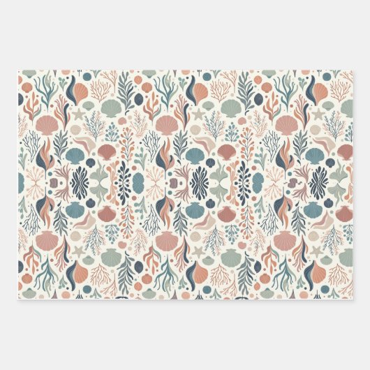 Onder het Zee Birthday, Ocean Whispers Pattern Inpakpapier Vel (Voorkant)