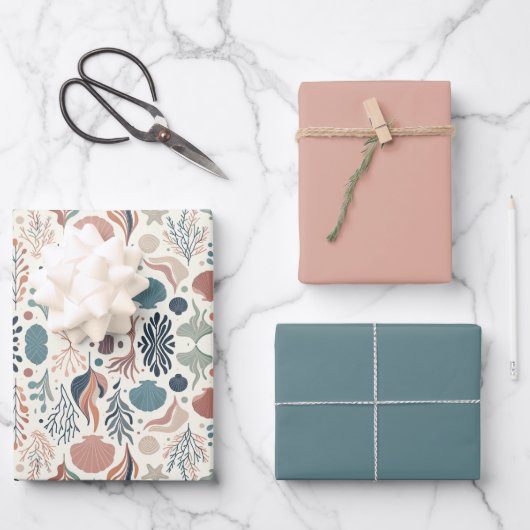 Onder het Zee Birthday, Ocean Whispers Pattern Inpakpapier Vel (Voorkant)