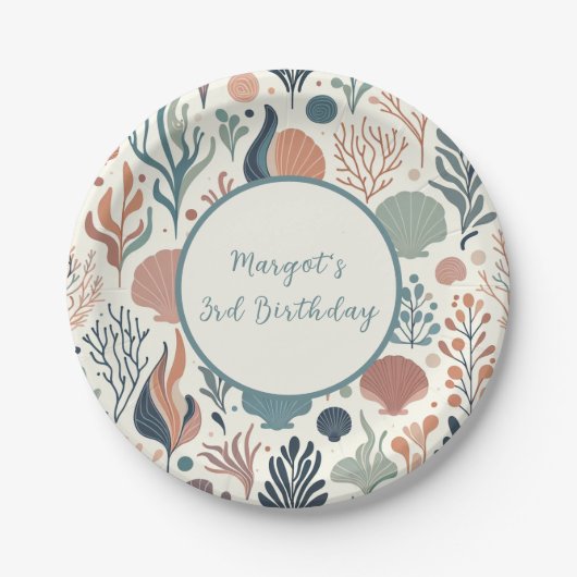 Onder het Zee Birthday, Ocean Whispers Pattern Papieren Bordje (Voorkant)
