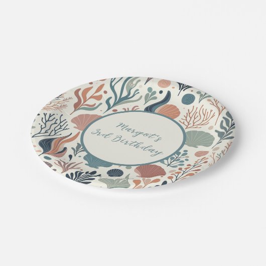 Onder het Zee Birthday, Ocean Whispers Pattern Papieren Bordje (Gekanteld)