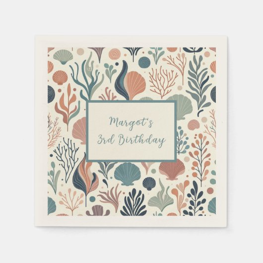 Onder het Zee Birthday, Ocean Whispers Pattern Servet (Voorkant)