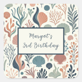 Onder het Zee Birthday, Ocean Whispers Pattern Vierkante Sticker