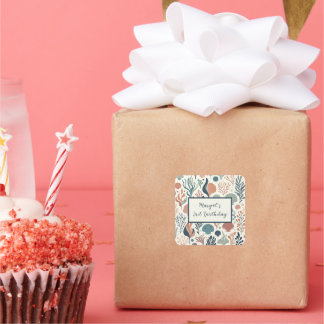 Onder het Zee Birthday, Ocean Whispers Pattern Vierkante Sticker