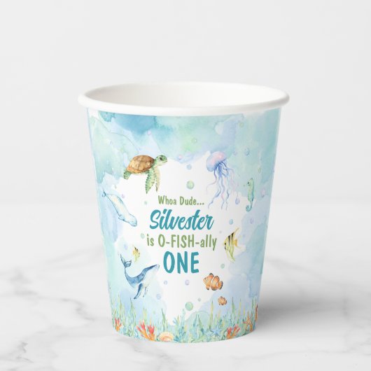 Onder het Zee "Birthday Paper cup" Papieren Bekers (Voorkant)