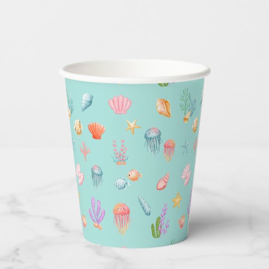 Onder het Zee Birthday Papieren Bekers (Achterkant)