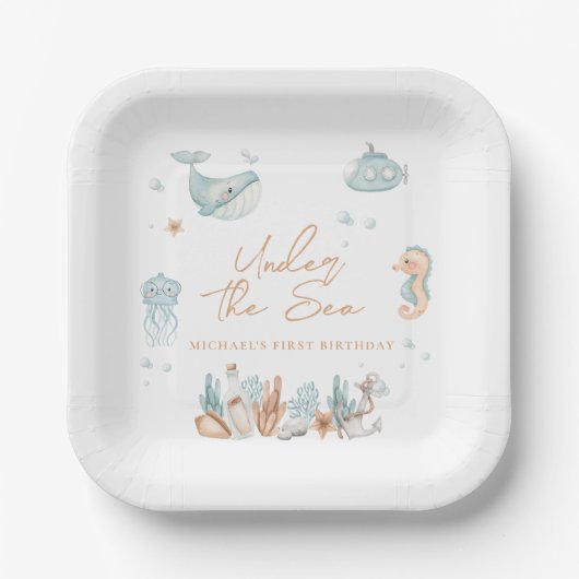 Onder het Zee Birthday Papieren Bordje (Voorkant)