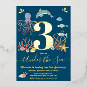 Onder het Zee Birthday Party Folie Uitnodiging (Voorkant)