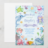 Onder het Zee Birthday Party Kaart (Voorkant / Achterkant)