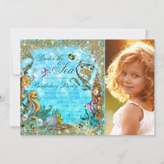 Onder het Zee Birthday Party Kaart (Voorkant)