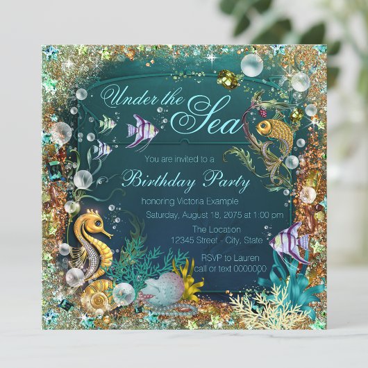 Onder het Zee Birthday Party Kaart