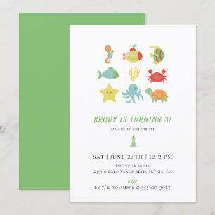 Onder het Zee Birthday Party Kaart