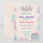 Onder het Zee Birthday Party Kaart (Voorkant / Achterkant)