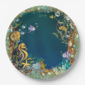 Onder het Zee Birthday Party Papieren Bordje (Voorkant)