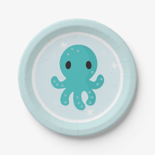 Onder het Zee Birthday Party Papieren Bordje (Voorkant)