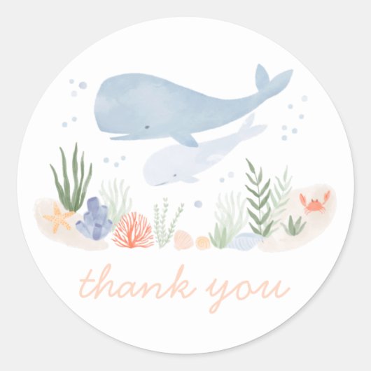 Onder het Zee Birthday Party Ronde Sticker (Voorkant)