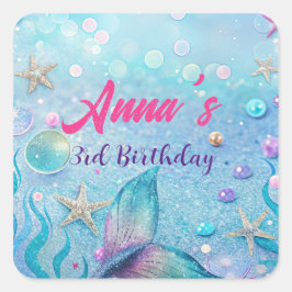 Onder het Zee Birthday Party Vierkante Sticker