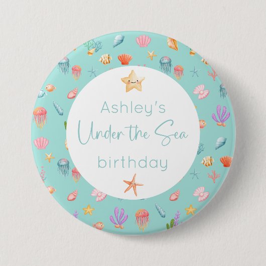 Onder het Zee Birthday Ronde Button 7,6 Cm (Voorkant)