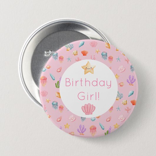 Onder het Zee Birthday Ronde Button 7,6 Cm (Voorkant /achterkant)