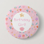Onder het Zee Birthday Ronde Button 7,6 Cm (Voorkant)