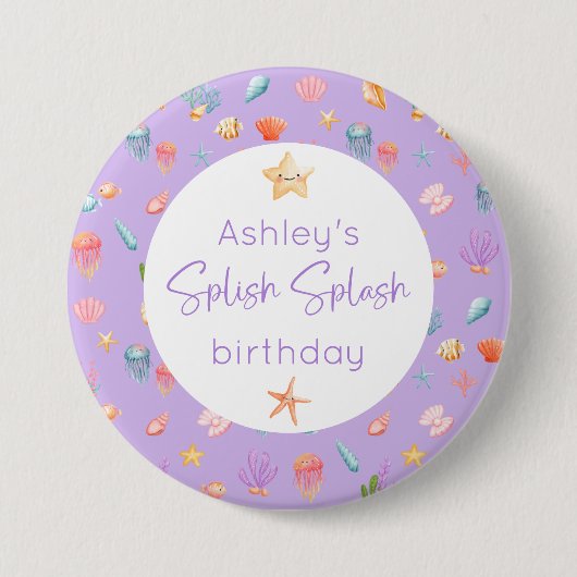 Onder het Zee Birthday Ronde Button 7,6 Cm (Voorkant)
