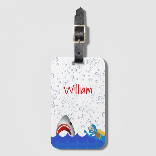 Onder het zee blauw de haaienblauw van de duiker n bagagelabel (Voorkant (verticaal))